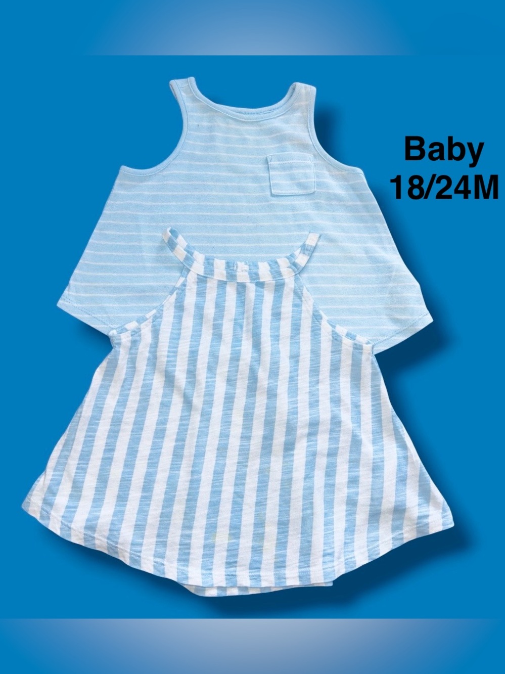 Old Navy Light Blue and White Striped Tank Tops size 18-24 Months